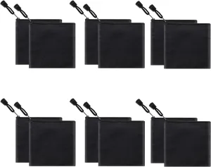 12 Pack DIY Craft Cotton Canvas Bag, Multi-Purpose Cosmetic Bag Makeup Pouches with Zipper Travel Toiletry Bag (XS, Black)