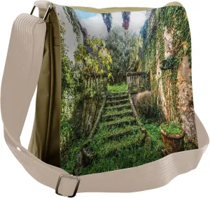Ambesonne Nature Messenger Bag, Floral Ivy Theme, Unisex Cross-body