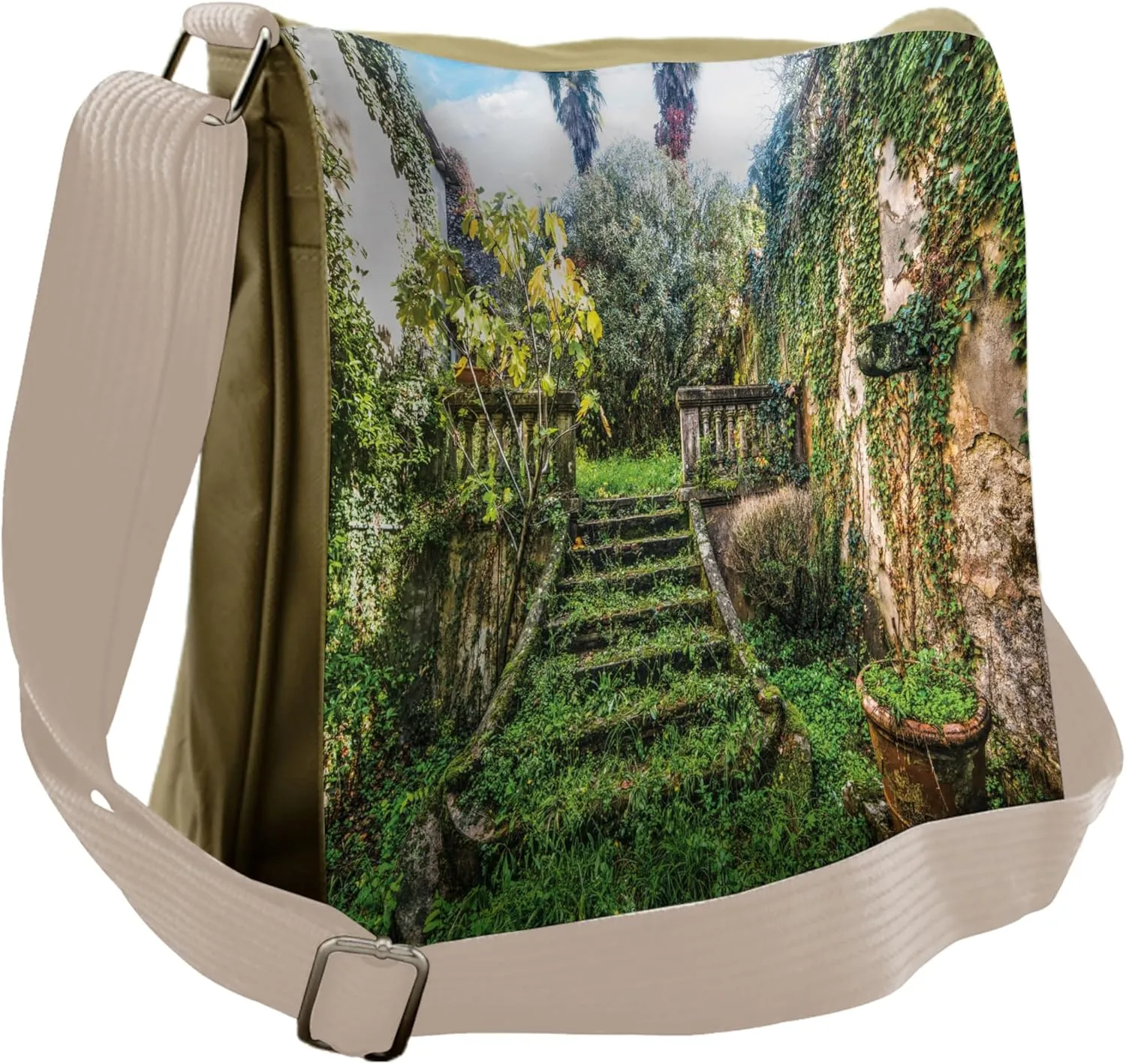 Ambesonne Nature Messenger Bag, Floral Ivy Theme, Unisex Cross-body