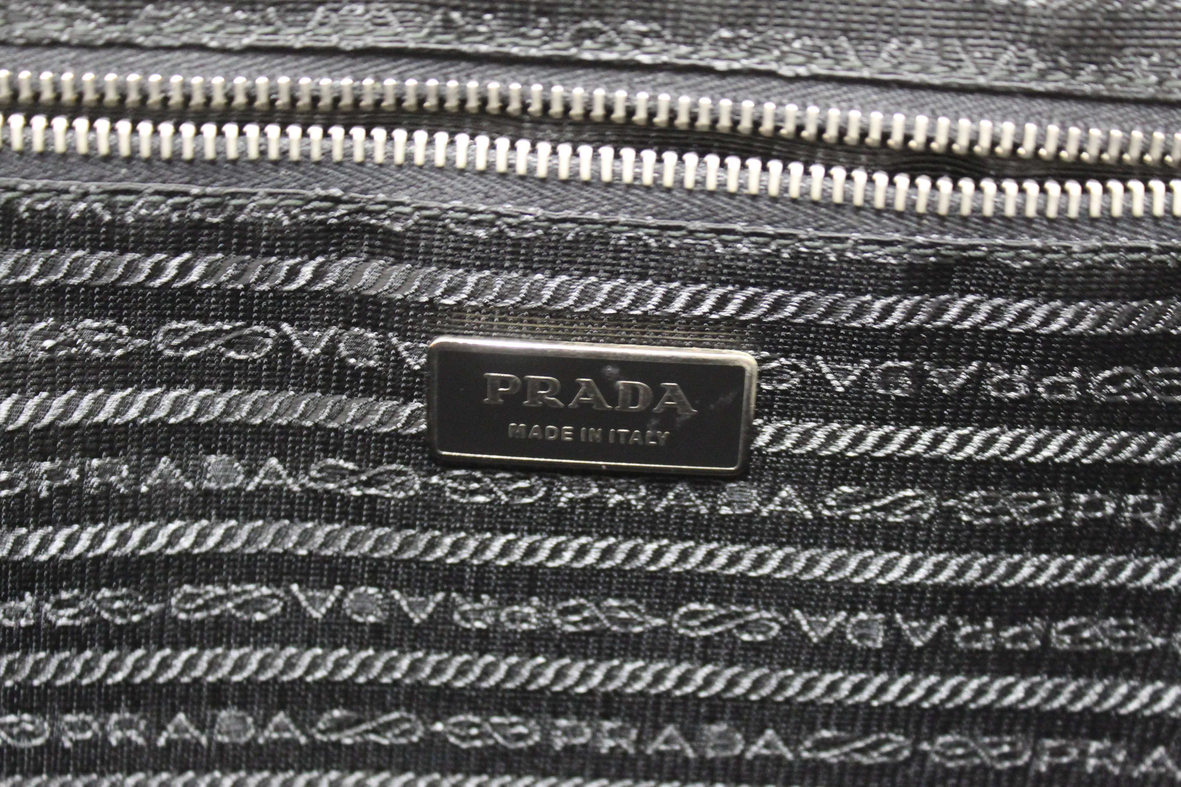 Authentic Prada Black Saffiano Leather Front Zip Pocket Briefcase Work Bag
