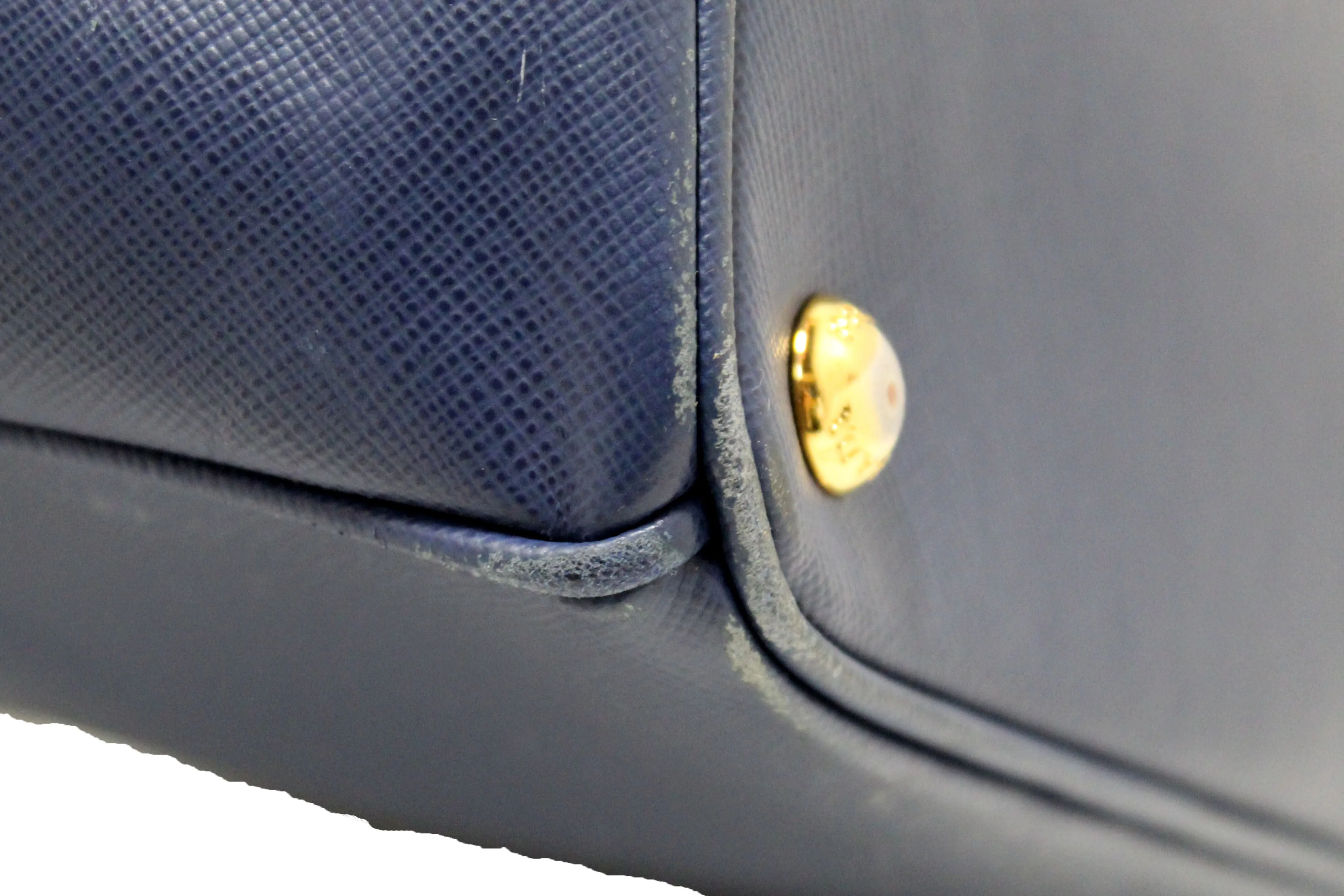 Authentic Prada Blue Saffiano Lux Leather Galleria Large Tote Bag