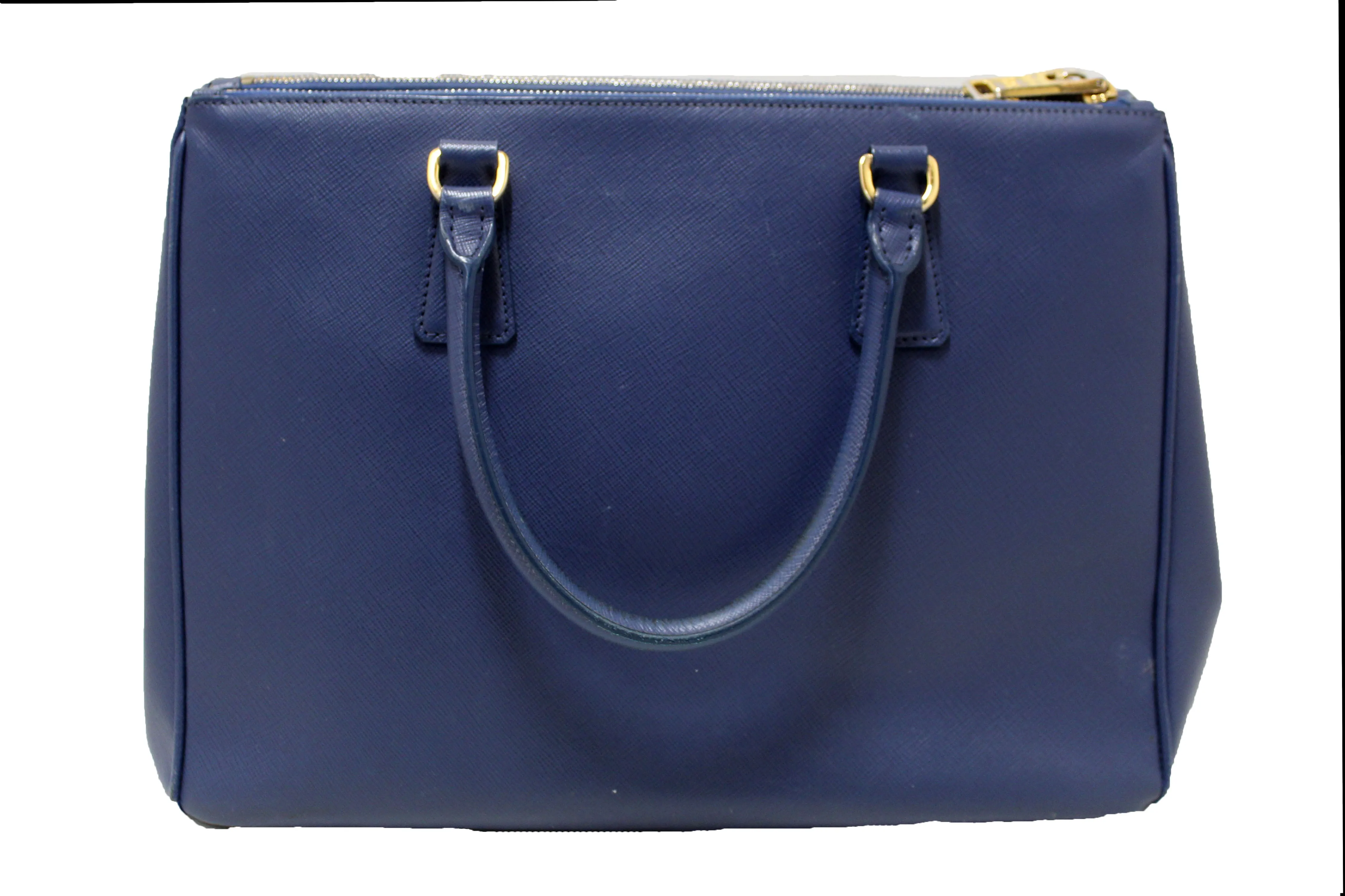 Authentic Prada Blue Saffiano Lux Leather Galleria Large Tote Bag
