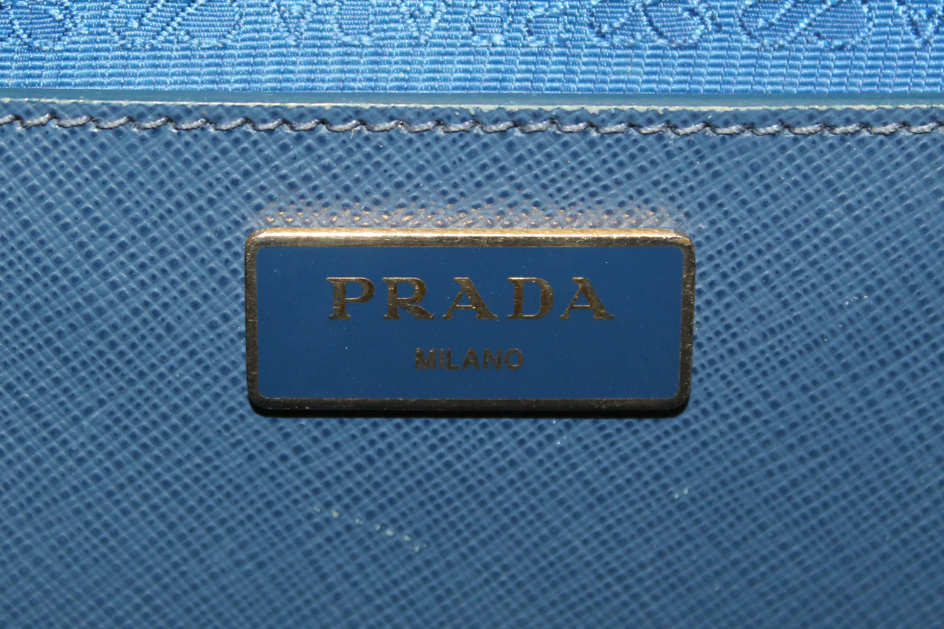 Authentic Prada Blue Saffiano Lux Leather Galleria Large Tote Bag