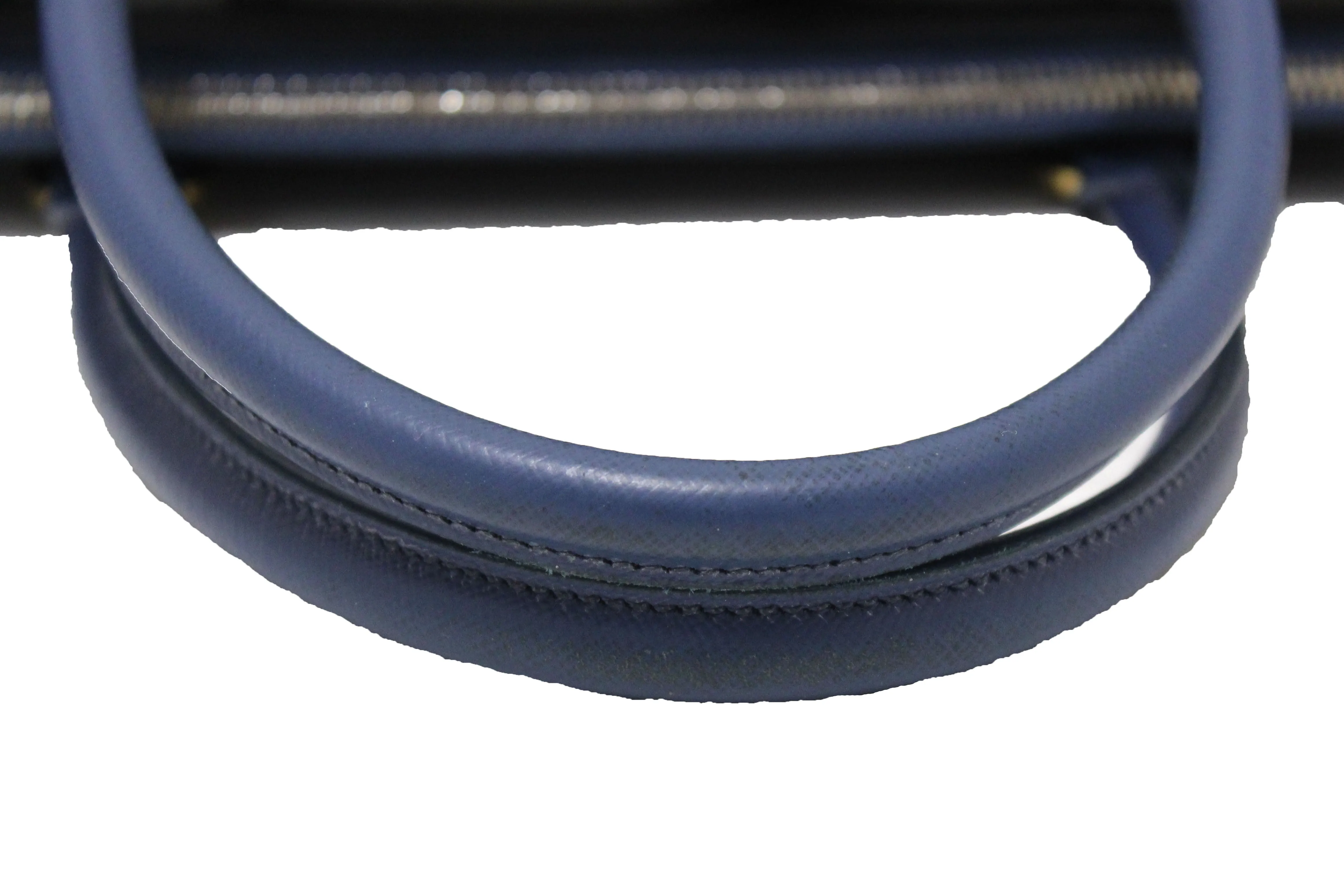 Authentic Prada Blue Saffiano Lux Leather Galleria Large Tote Bag