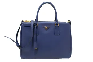 Authentic Prada Blue Saffiano Lux Leather Galleria Large Tote Bag