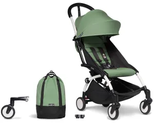Babyzen YOYO2 Ultra Compact Complete 6  Stroller & Rolling Bag Bundle - White/Peppermint