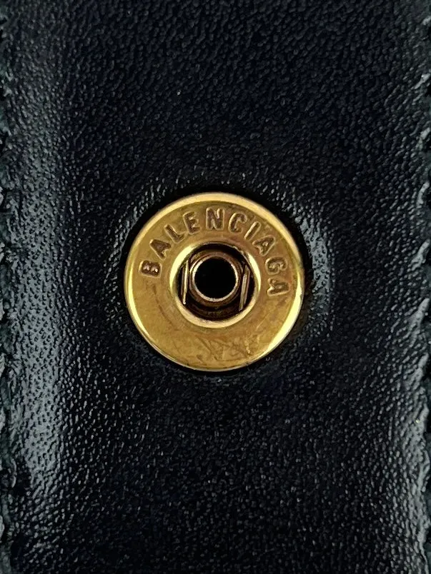 Balenciaga B Trifold Smooth Leather Wallet, Black