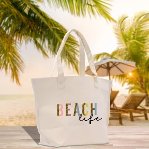 Beach Cotton Canvas Hand Bag Large Chic Hand Bag Gift for Her Girls Weekend Tote Weekender Bag Weekend Hand Beach Bag (BLTB1002)