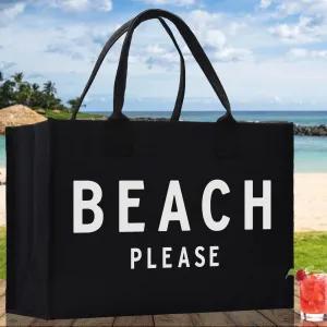 Beach Please Cotton Canvas Chic Beach Tote Bag Multipurpose Tote Weekender Tote Gift for Her Outdoor Tote Vacation Tote Large Beach Bag
