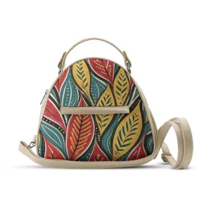 Beige Mini Voyage Backpack Vibrant Leaf