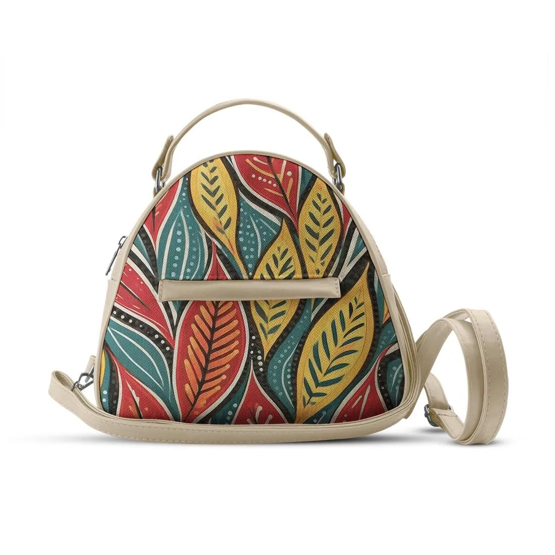 Beige Mini Voyage Backpack Vibrant Leaf
