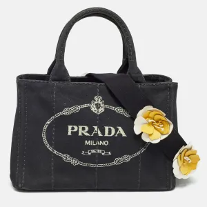 Black/White Canvas Small Canapa Logo Tote