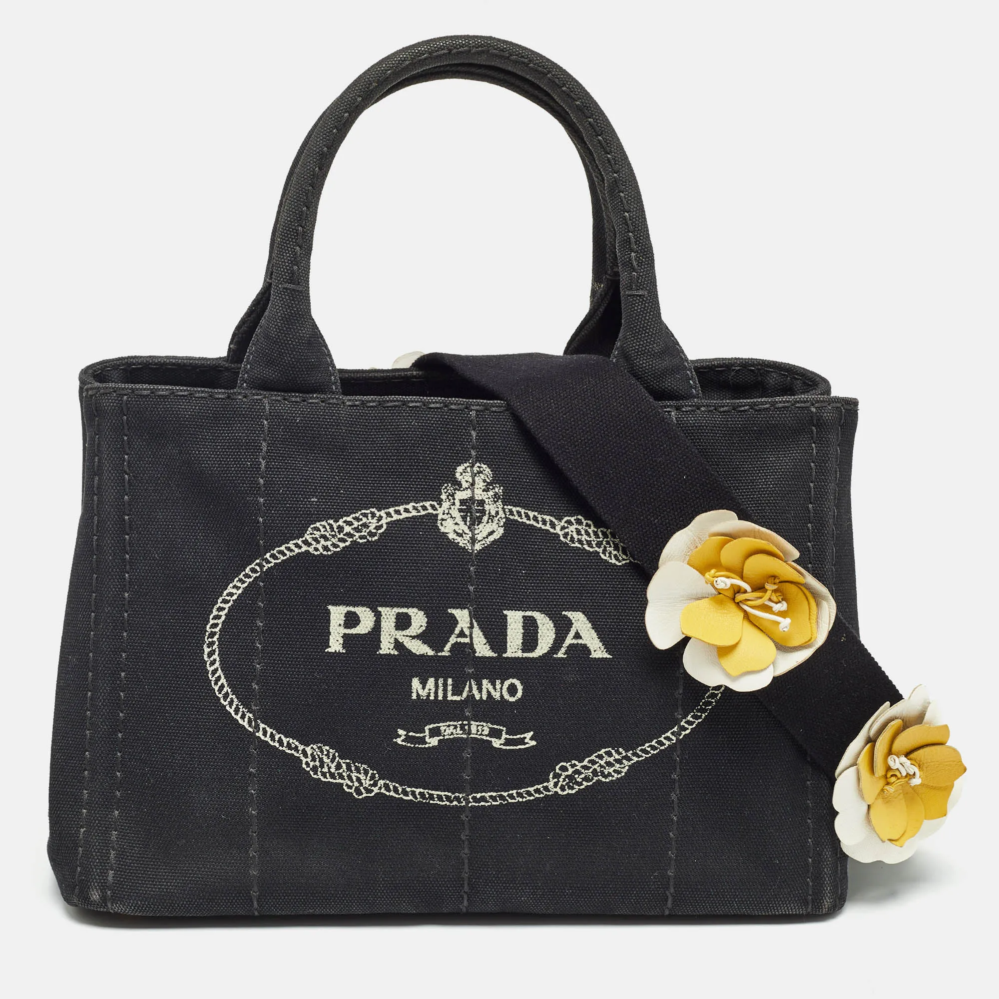 Black/White Canvas Small Canapa Logo Tote