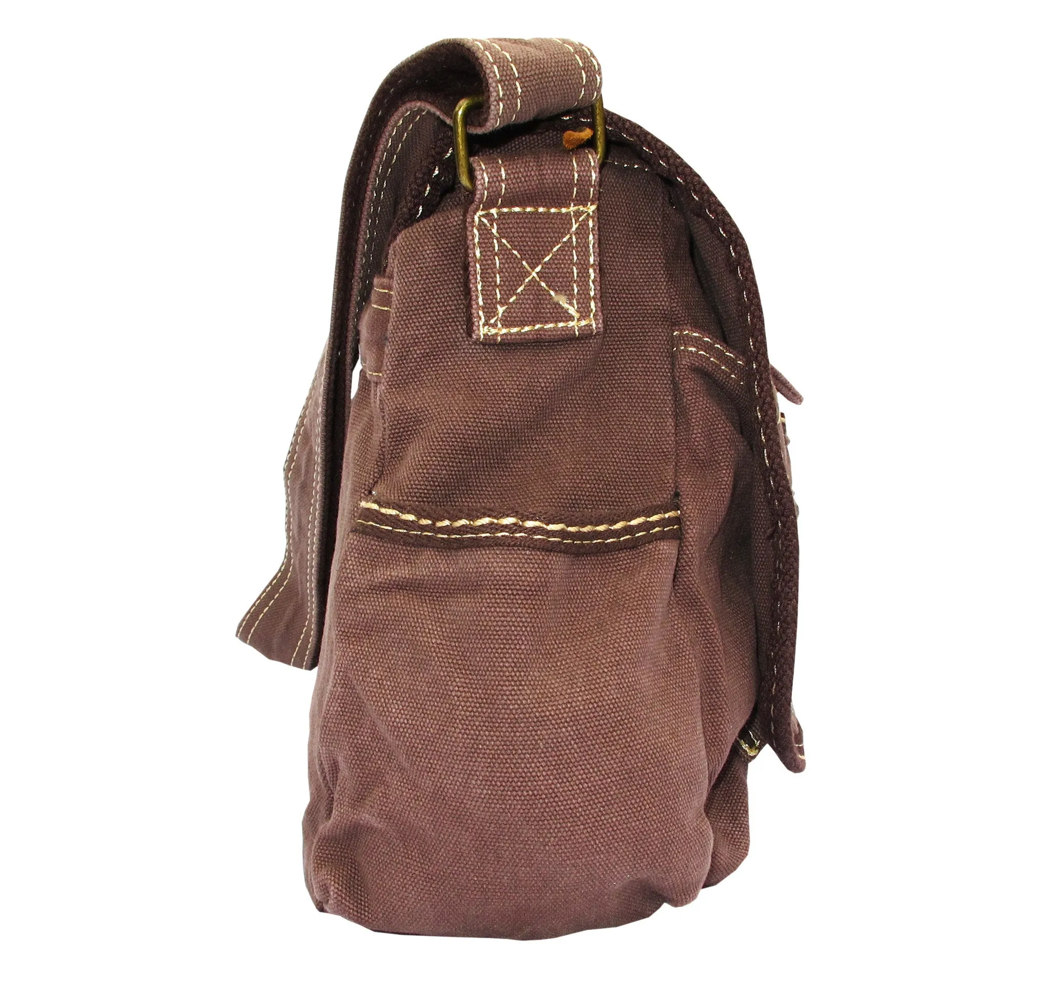 Brown Laptop Cross Body Canvas Messenger Bag