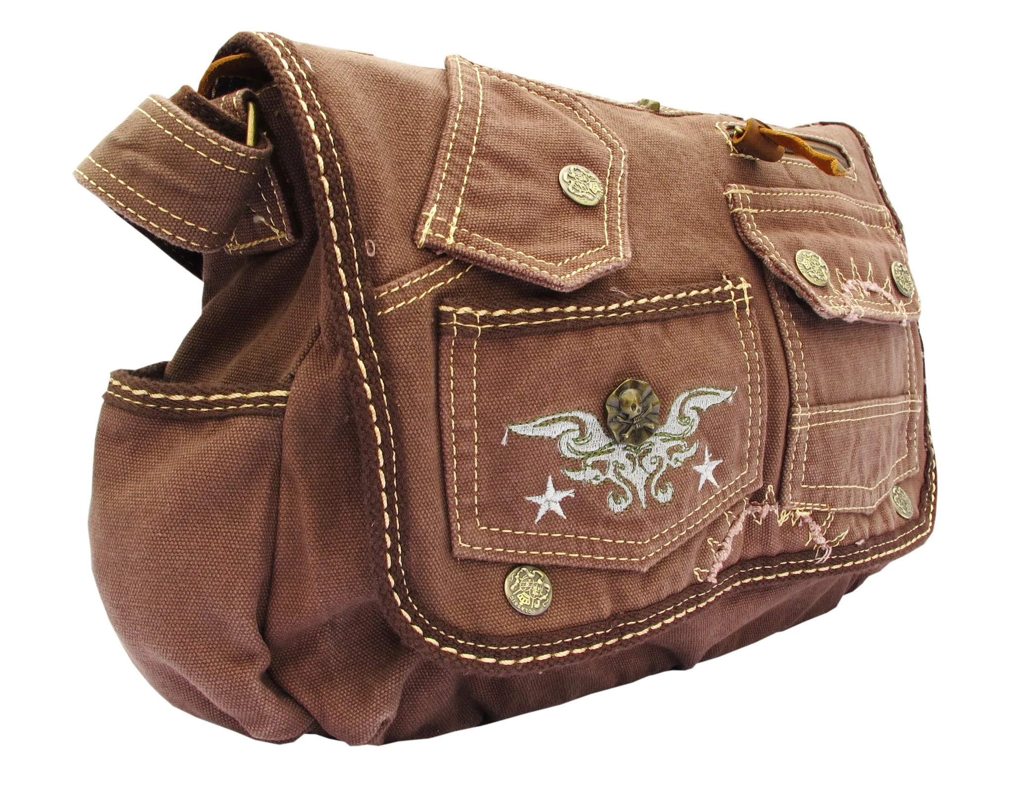 Brown Laptop Cross Body Canvas Messenger Bag