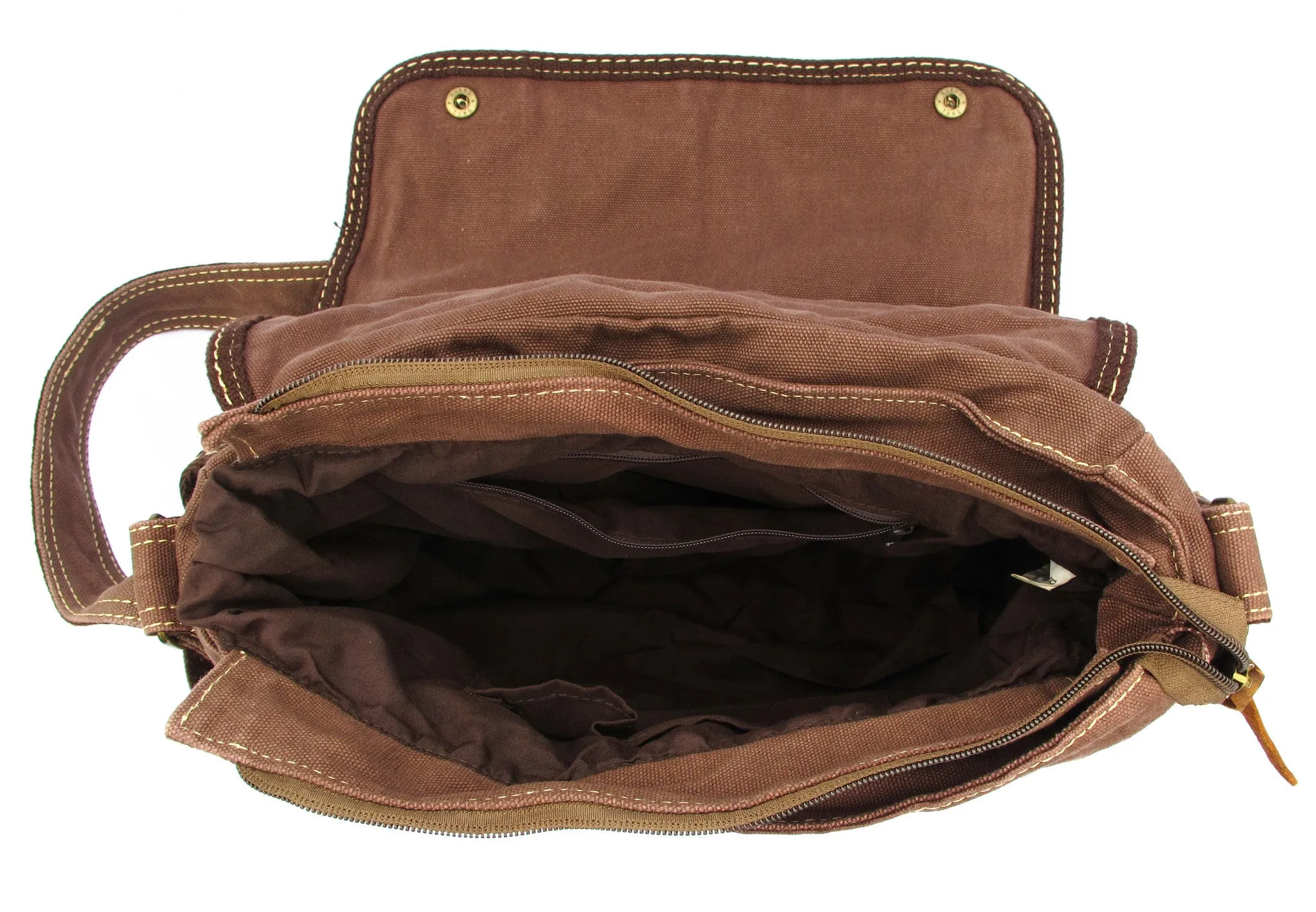Brown Laptop Cross Body Canvas Messenger Bag
