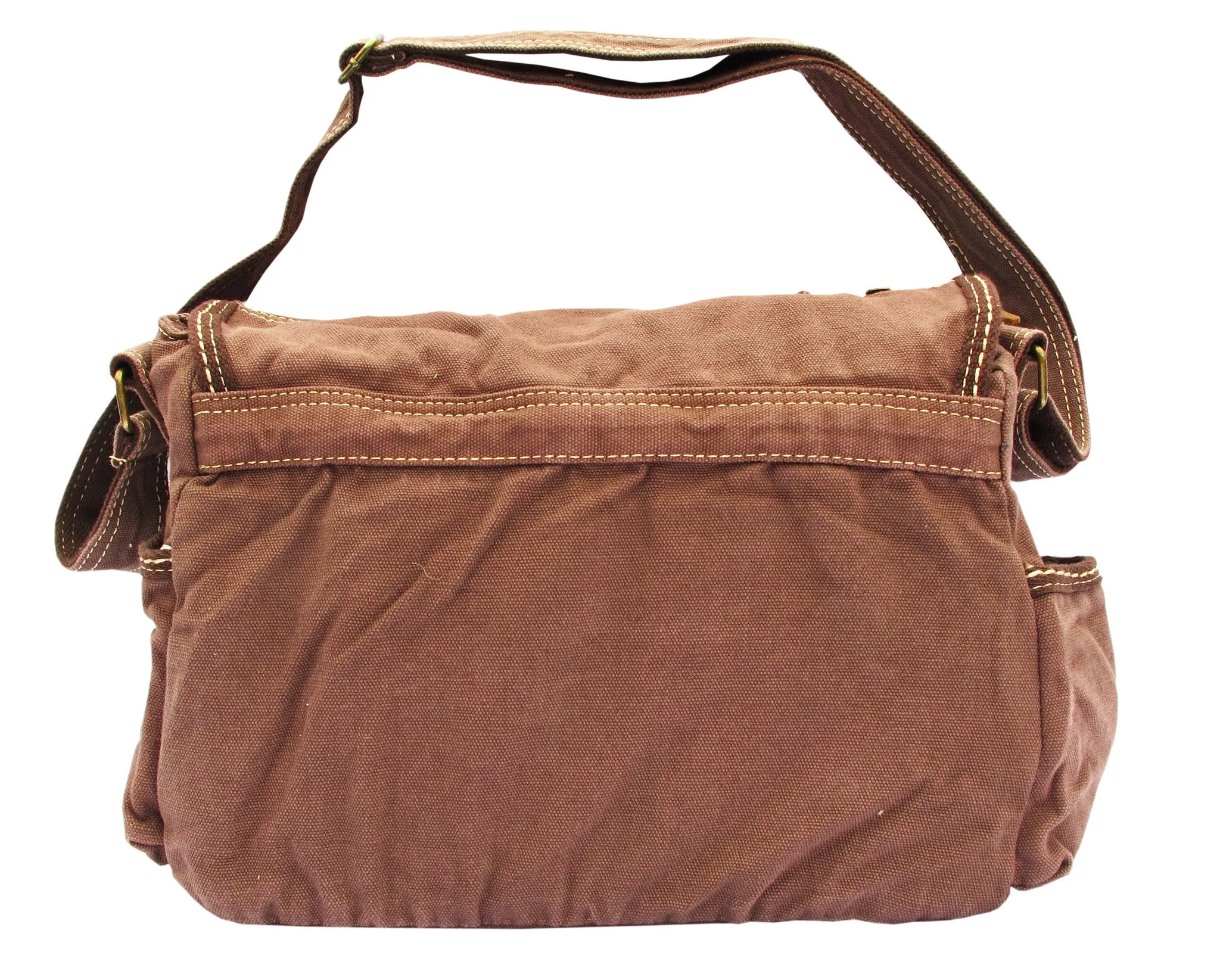 Brown Laptop Cross Body Canvas Messenger Bag