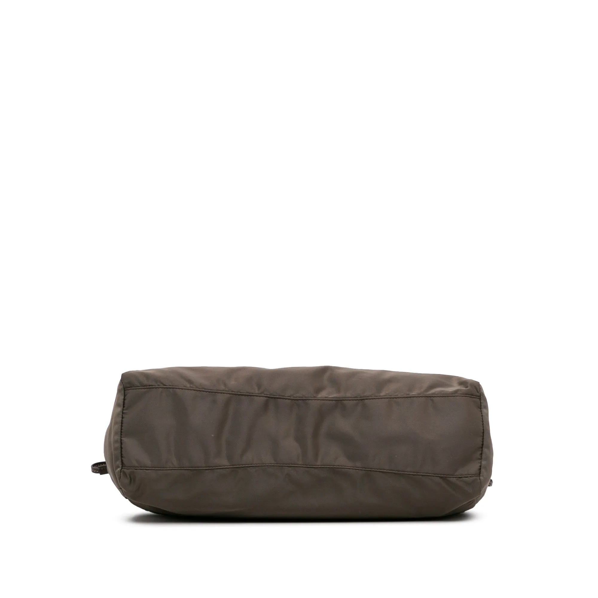 Brown Prada Logo Tessuto Drawstring Tote Bag