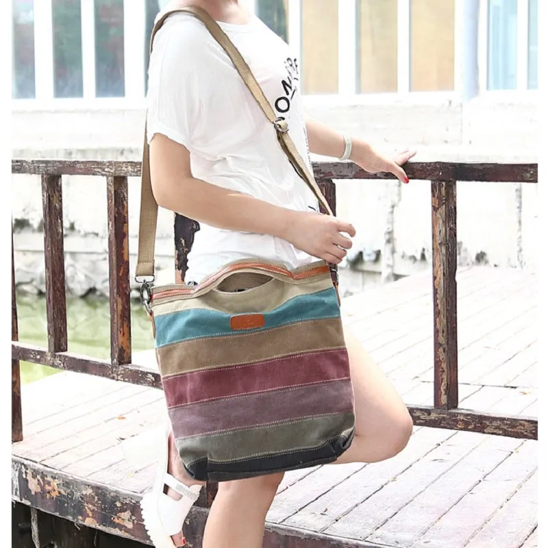 Contrast Canvas Crossbody Bag