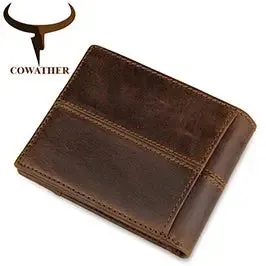 COWATHER 100% top quality cow genuine leather men wallets fashion splice purse dollar price carteira masculina original brand
