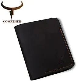 COWATHER 100% top quality cow genuine leather men wallets fashion splice purse dollar price carteira masculina original brand