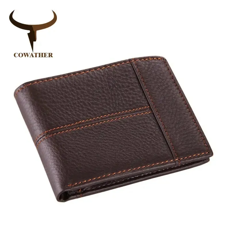 COWATHER 100% top quality cow genuine leather men wallets fashion splice purse dollar price carteira masculina original brand