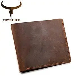 COWATHER 100% top quality cow genuine leather men wallets fashion splice purse dollar price carteira masculina original brand