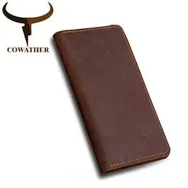 COWATHER 100% top quality cow genuine leather men wallets fashion splice purse dollar price carteira masculina original brand