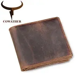 COWATHER 100% top quality cow genuine leather men wallets fashion splice purse dollar price carteira masculina original brand