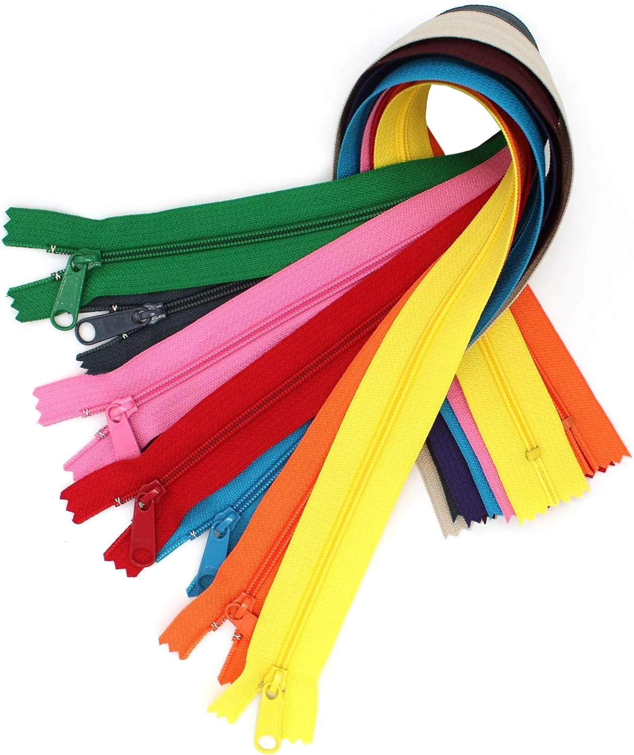 Fashion Trends YKK #4.5 Handbag Long Pull Zippers Sewer Crafter's Special - Made in USA Pack in a Vinyl Bag (27 Inch 10 Zippers, Assorted Seasonal Colors)
