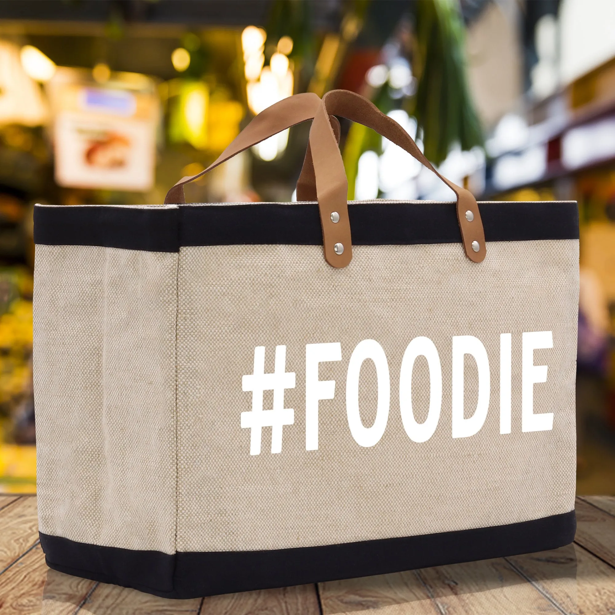 Foodie Jute Canvas Tote Funny Farmer Market Bag Quote Jute Bag Shopping Bag Burlap Bag Farmhouse Bag Grocery Bag