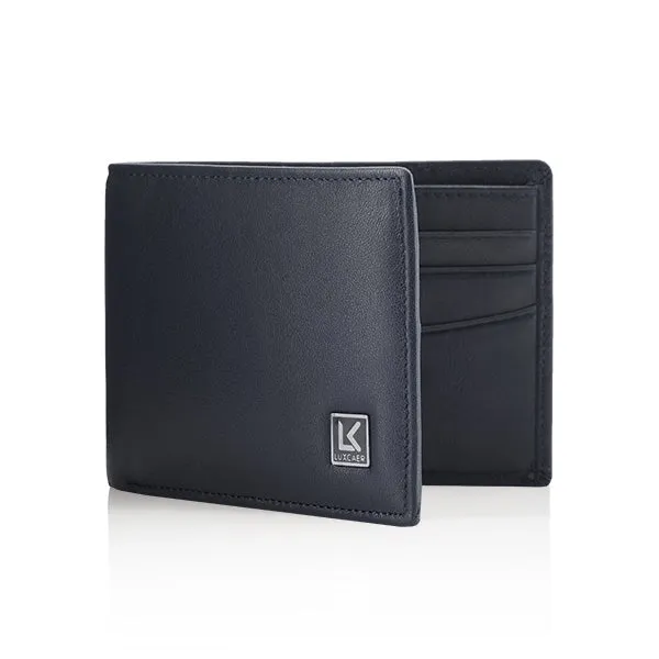 Full grain leather wallet in blue - 6 card slots