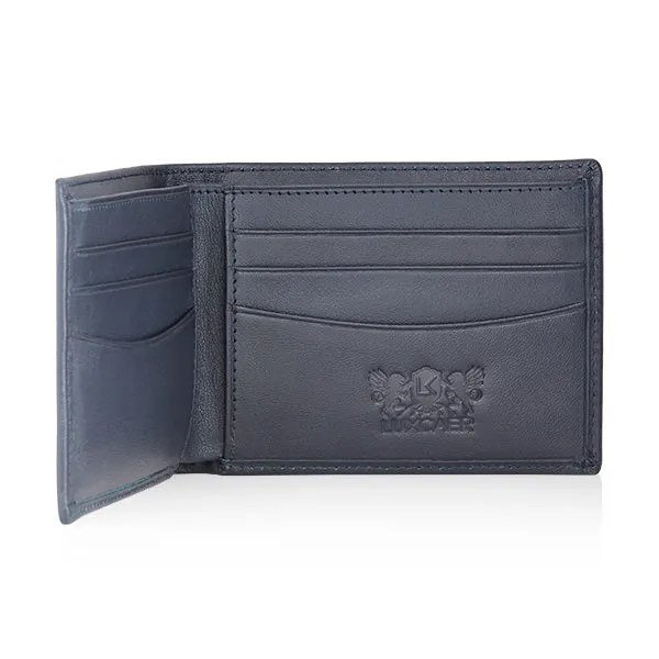 Full grain leather wallet in blue - 6 card slots