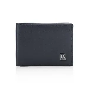 Full grain leather wallet in blue - 6 card slots