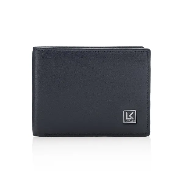 Full grain leather wallet in blue - 6 card slots