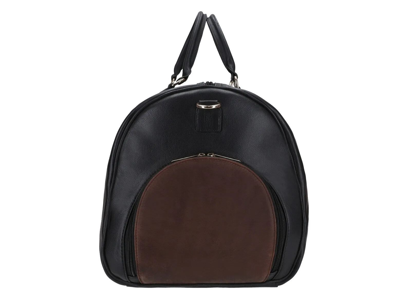 Genuine Black Leather Travel Bag With Shoe Compartment
