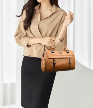 Genuine Leather Boston Pillow Bag Women's Autumn and Winter New Large Capacity Versatile Shoulder Crossbody Handbag
