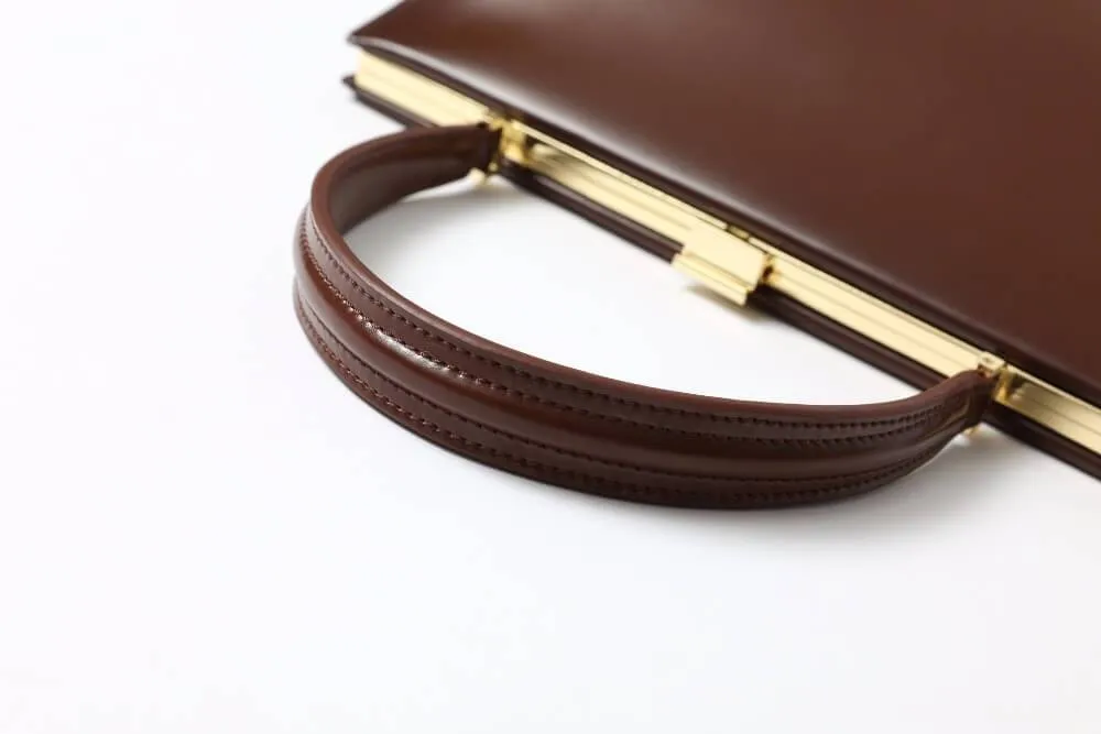 Gold Clip Buckle Top Genuine Leather Tote Lady Business Bag