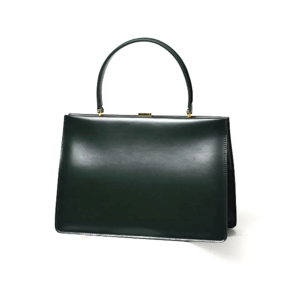 Gold Clip Buckle Top Genuine Leather Tote Lady Business Bag