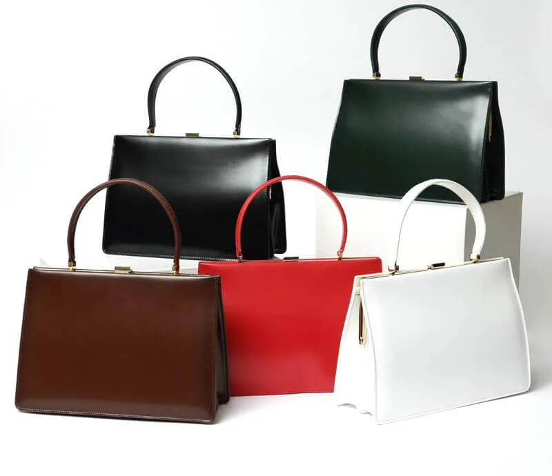Gold Clip Buckle Top Genuine Leather Tote Lady Business Bag