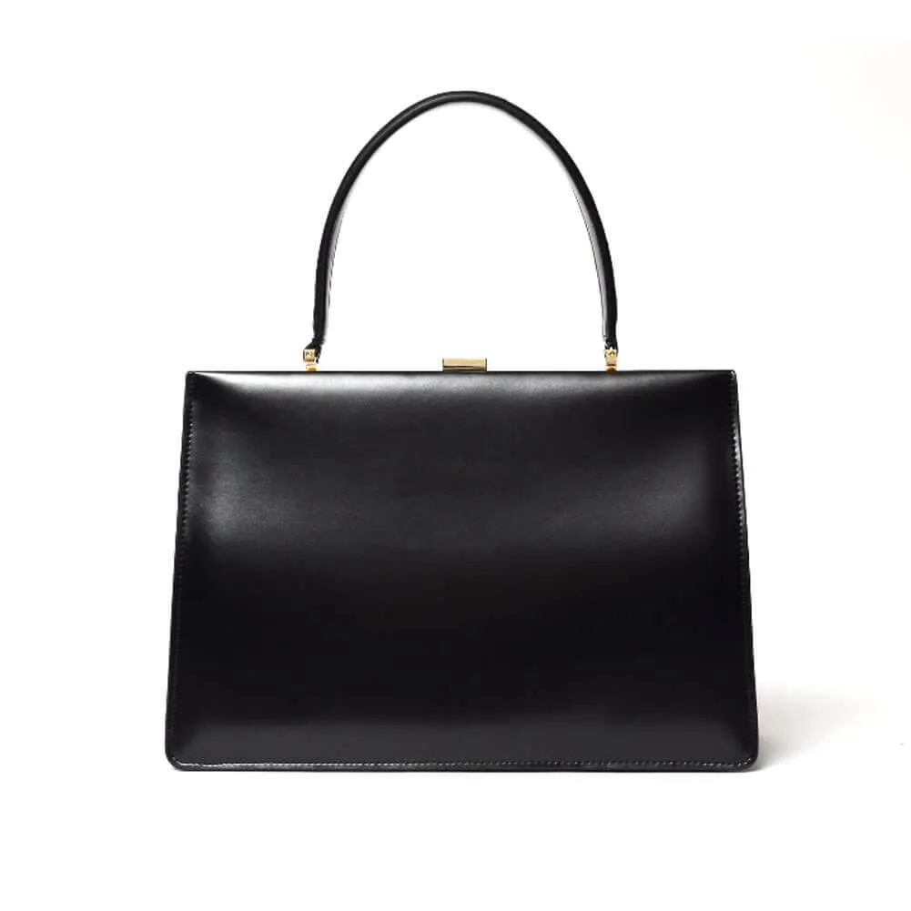 Gold Clip Buckle Top Genuine Leather Tote Lady Business Bag
