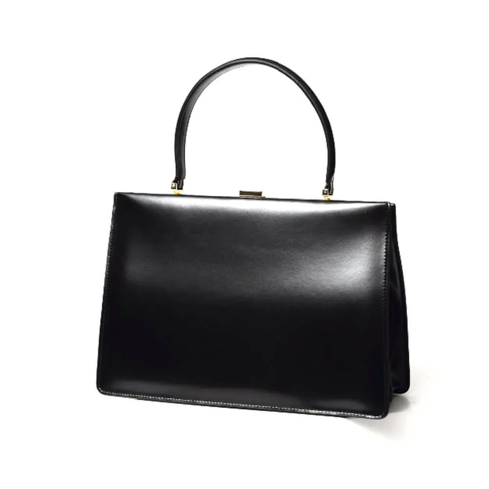 Gold Clip Buckle Top Genuine Leather Tote Lady Business Bag