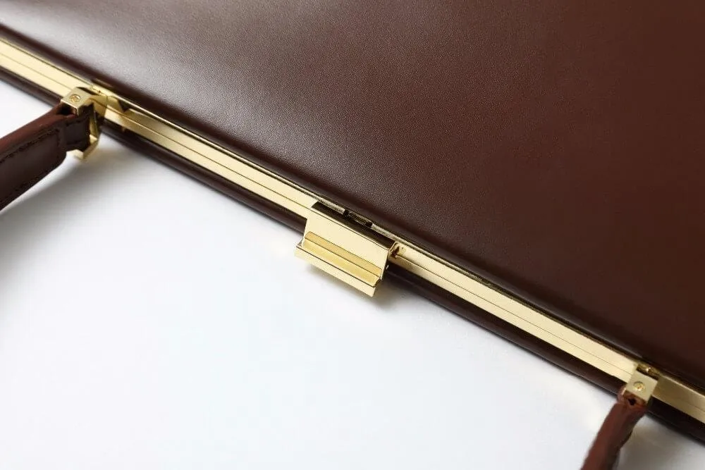 Gold Clip Buckle Top Genuine Leather Tote Lady Business Bag