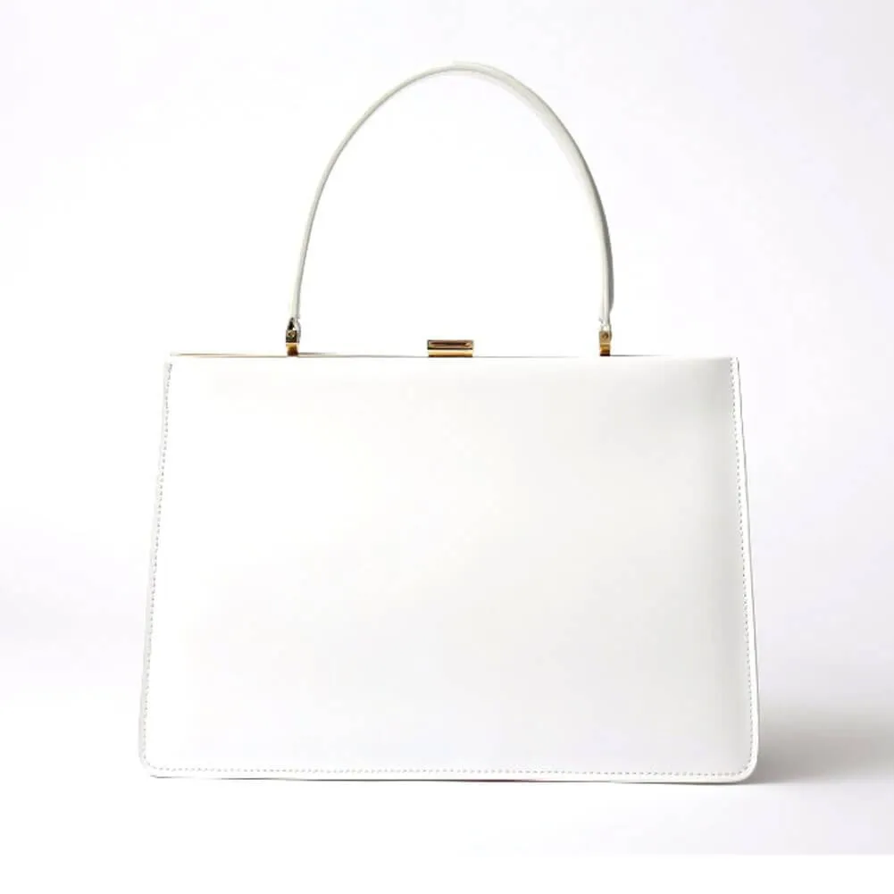 Gold Clip Buckle Top Genuine Leather Tote Lady Business Bag
