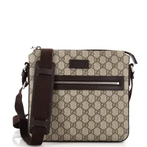 GUCCI Front Zip Messenger GG Coated Canvas Medium