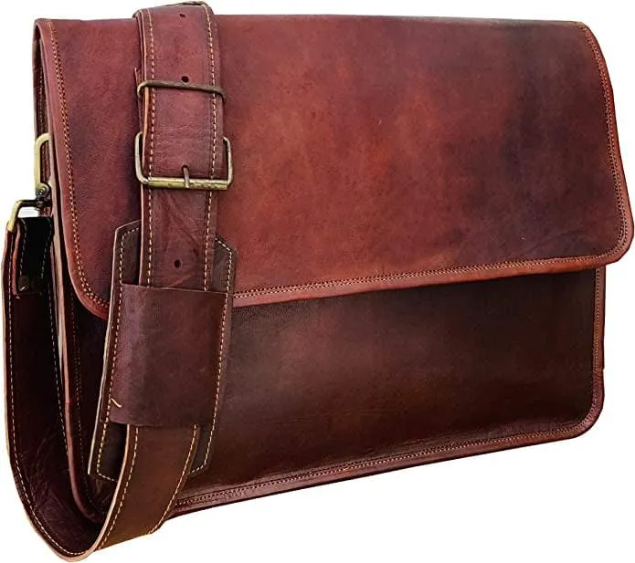 Half Flap Leather Crossbody Messenger Bag