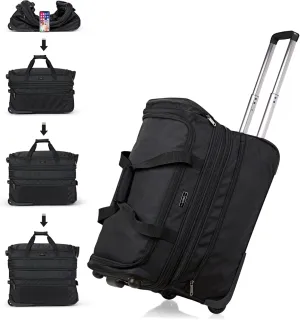 Hanke Large Expandable checked Luggage Suitcases with Wheels Foldable Duffle Bag for Travel suitcase for Women Men Garment BagBlack
