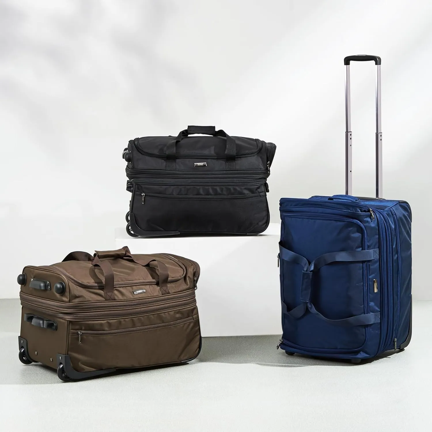 Hanke Large Expandable checked Luggage Suitcases with Wheels Foldable Duffle Bag for Travel suitcase for Women Men Garment BagBlack