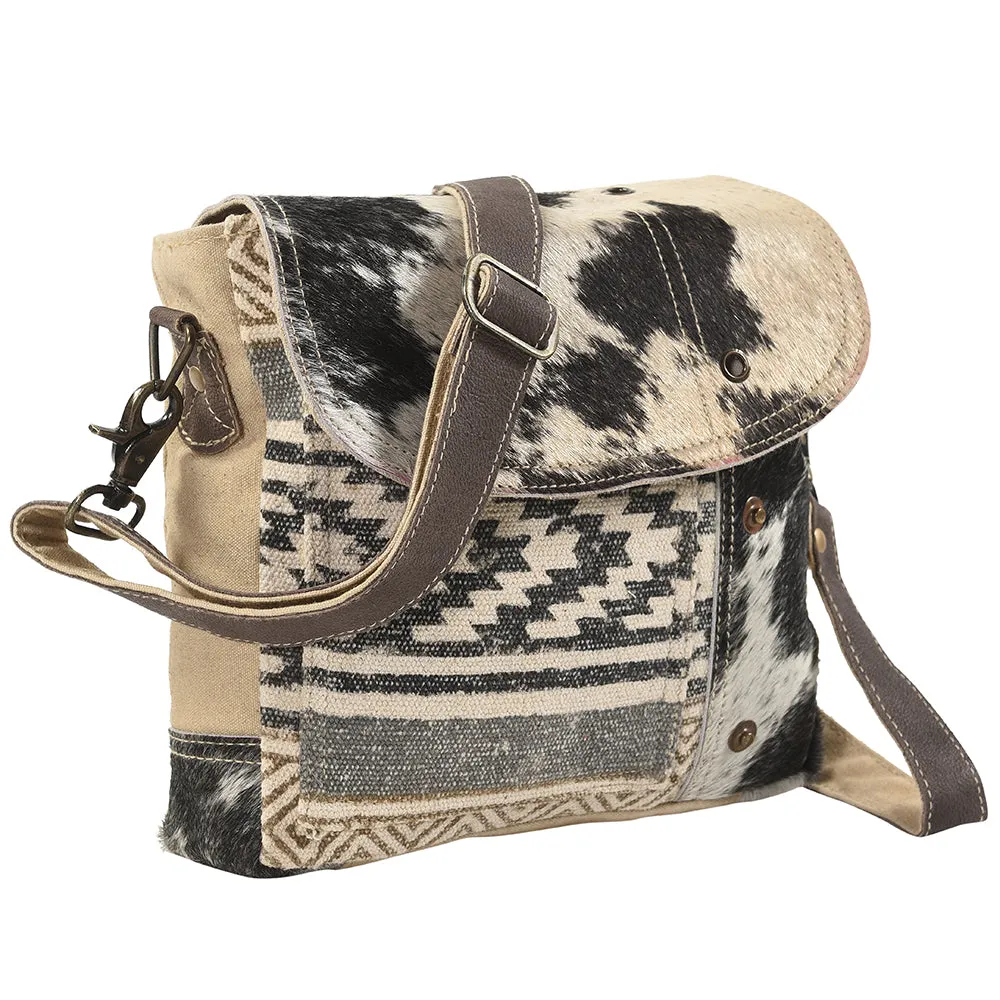 KB149 - KB149 -MESSENGER Real Cowhide Leather and Upcycled Canvas Ladies Bag 9 x 10 KB149 - KB149