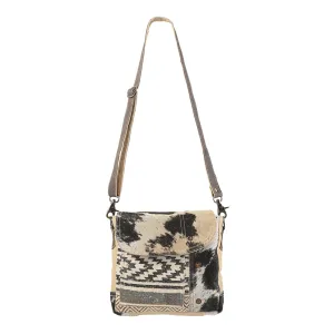 KB149 - KB149 -MESSENGER Real Cowhide Leather and Upcycled Canvas Ladies Bag 9 x 10 KB149 - KB149